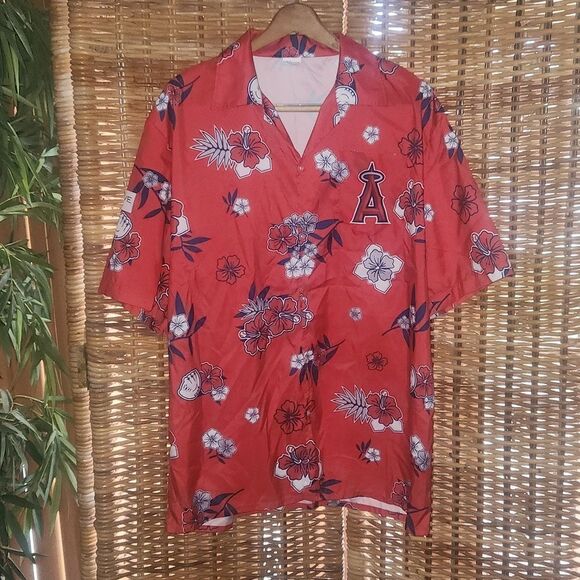 Los Angeles Anaheim Angel Hawaiian Aloha Shirt XL - Picture 1 of 6